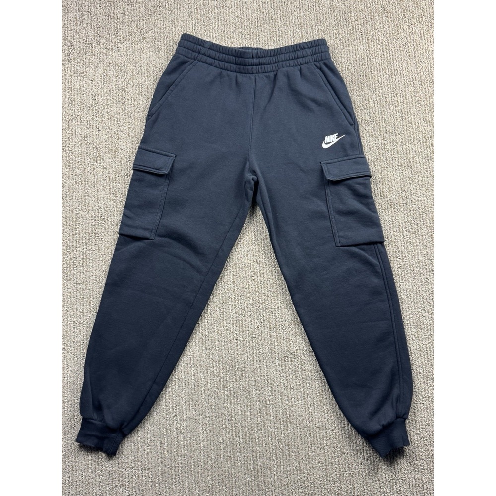 Nike Youth L Sportswear Club Fleece Cargo Jogger Sweatpants Tapered Leg Black